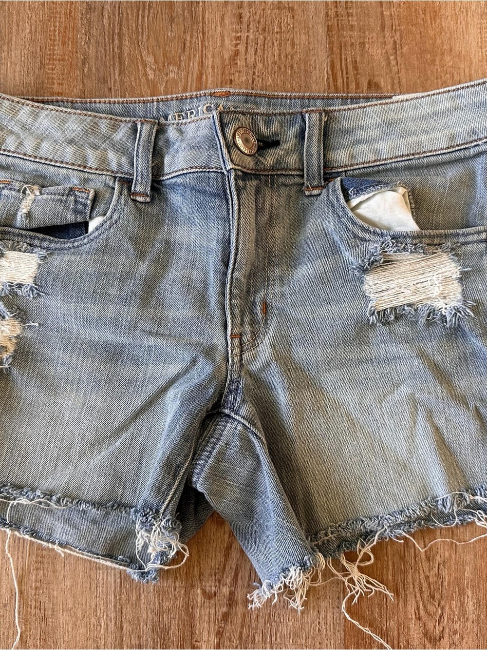 American Eagle Outfitters Light Blue Stretch Denim Shorts